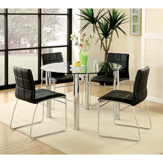Furniture Of America Kona 5 Pc Dining Table Set CM8320T-BK-5PC Chrome Contemporary - sofafair.com
