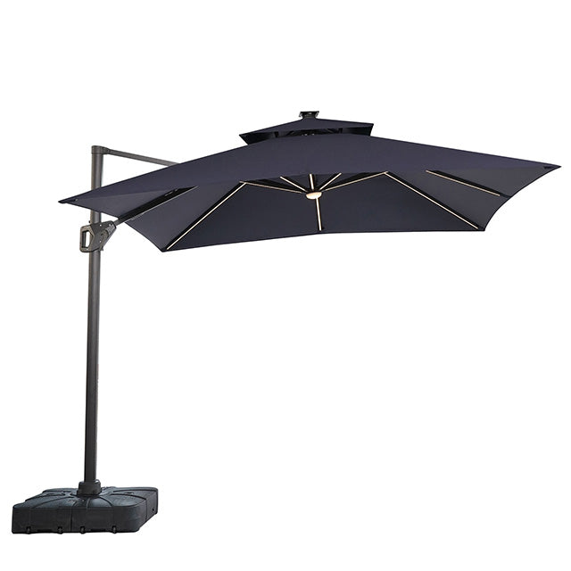 Furniture Of America Sano 10 Ft Square Umbrella w/ Double Top w/ LED Light + 37" Large Base LA-A015BL Blue Contemporary - sofafair.com