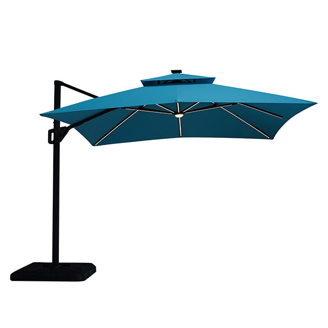 Furniture Of America Sano 10 Ft Square Umbrella w/ Double Top w/ LED + 37" Large Base LA-A015TL Teal Contemporary - sofafair.com