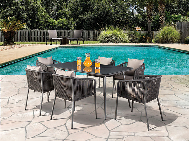 Furniture Of America Tushari 8 Pc. Outdoor Dining Set LA-A020LG Dark Gray/Light Gray Contemporary - sofafair.com