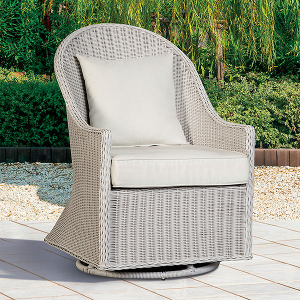 Furniture Of America Tomohon Swivel Wicker Chair LA-A026NT-CH White Contemporary - sofafair.com