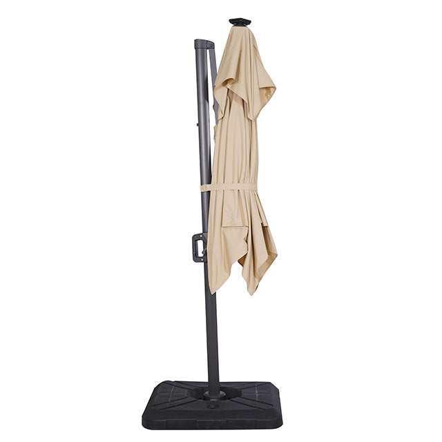 Furniture Of America Xico 8 Ft Square Umbrella w/ Double Top w/ LED Light + 37" Large Base LA-A030BG Beige Contemporary - sofafair.com