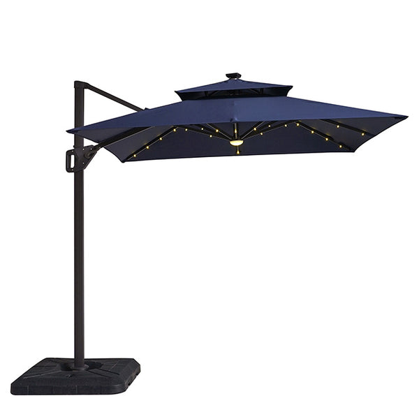 Furniture Of America Xico 8 Ft Square Umbrella w/ Double Top w/ LED Light + 37" Large Base LA-A030TL Teal Contemporary - sofafair.com