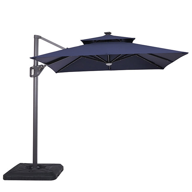 Furniture Of America Xico 8 Ft Square Umbrella w/ Double Top w/ LED Light + 37" Large Base LA-A030TL Teal Contemporary - sofafair.com