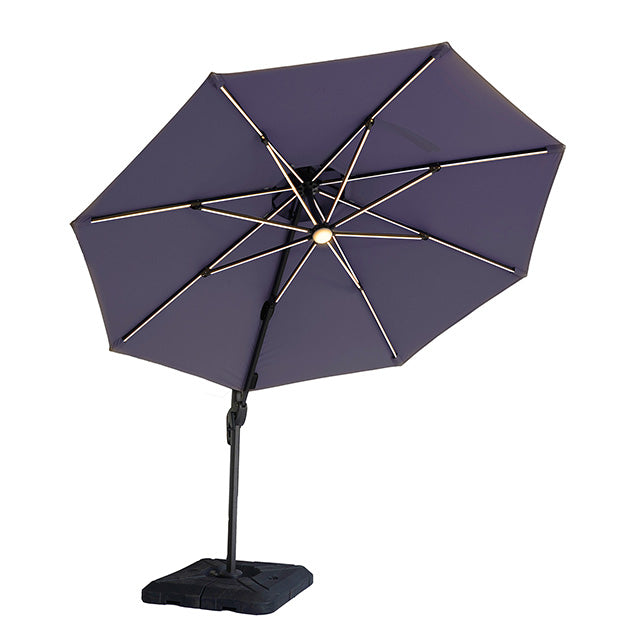 Furniture Of America Fera 10 Ft Round Umbrella w/ LED Bulb + 37" Large Base LA-A032BL Blue Contemporary - sofafair.com