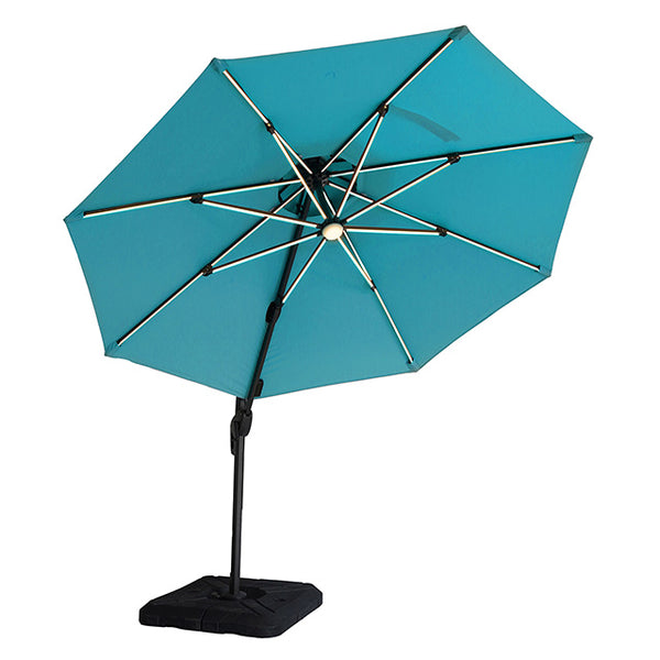 Furniture Of America Fera 10 Ft Round Umbrella w/ LED Bulb + 37" Large Base LA-A032TL Teal Contemporary - sofafair.com