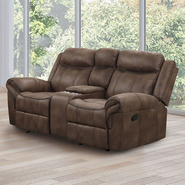 Furniture Of America Agata Glider Recliner Loveseat NX6001BR-LV Brown Transitional - sofafair.com