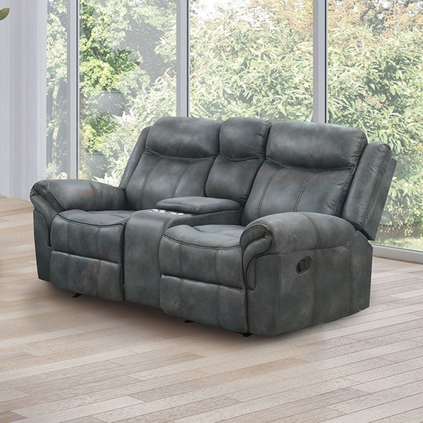 Furniture Of America Agata Glider Recliner Loveseat NX6001DG-LV Dark Gray Transitional - sofafair.com