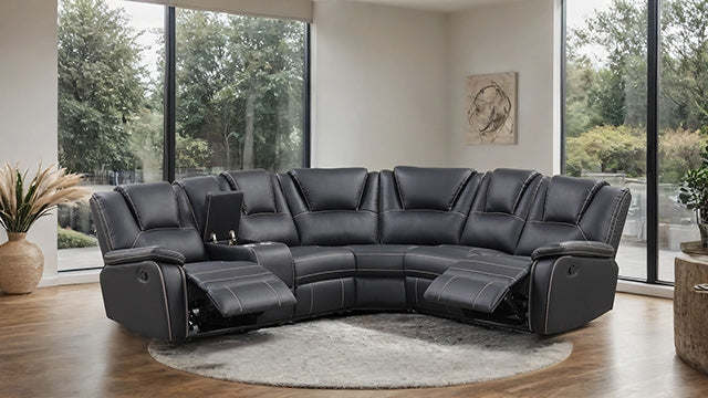 Furniture Of America Gelasia Sofa NX6016BK-SECT Black Transitional - sofafair.com