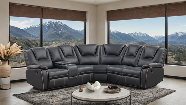 Furniture Of America Gelasia Sofa NX6016BK-SECT Black Transitional - sofafair.com