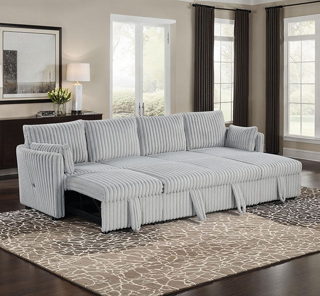 Furniture Of America Denholme U-Sectional w/ Pull Out SL64002GY-SECT Gray Contemporary - sofafair.com