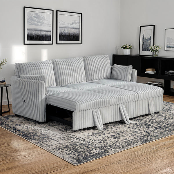 Furniture Of America Denholme Sectional w/ Pull Out SL64002GY-SF-PK Gray Contemporary - sofafair.com