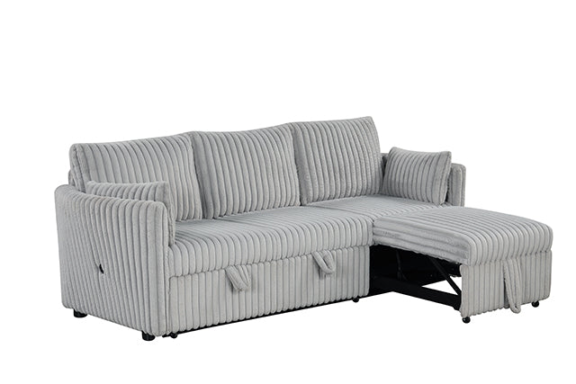 Furniture Of America Denholme Sectional w/ Pull Out SL64002GY-SF-PK Gray Contemporary - sofafair.com