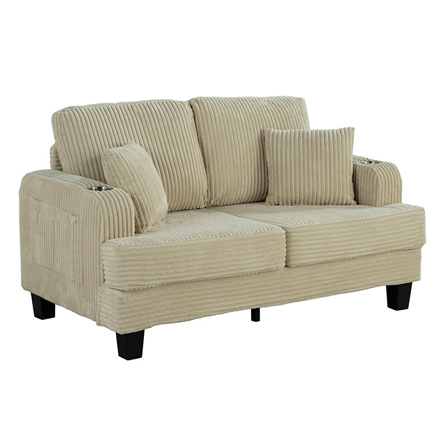 Furniture Of America Moretaine Loveseat SL6932BG-LV-PK Beige Contemporary - sofafair.com