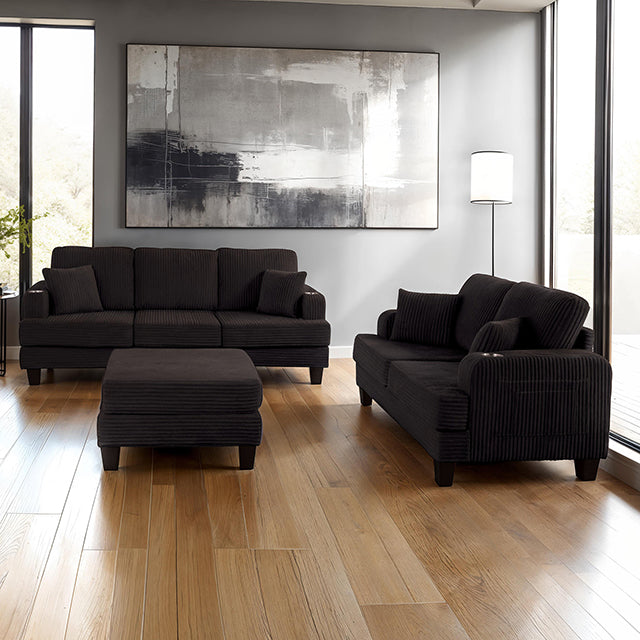 Furniture Of America Moretaine Loveseat SL6932BK-LV-PK Black Contemporary - sofafair.com