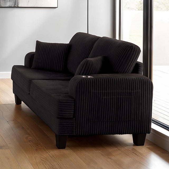 Furniture Of America Moretaine Loveseat SL6932BK-LV-PK Black Contemporary - sofafair.com