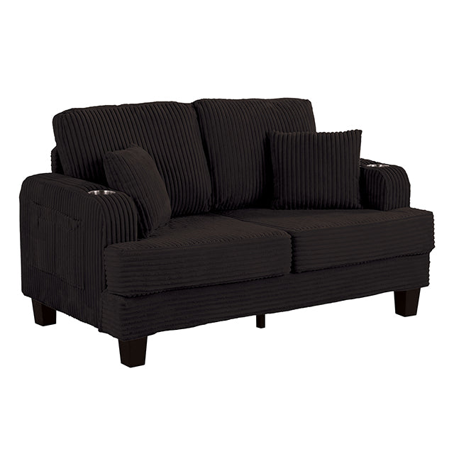 Furniture Of America Moretaine Loveseat SL6932BK-LV-PK Black Contemporary - sofafair.com