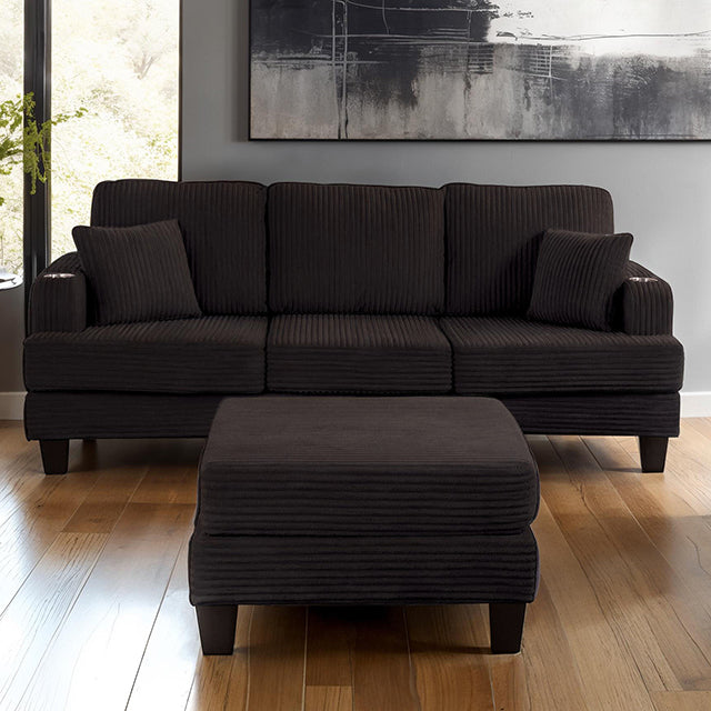 Furniture Of America Moretaine Sofa SL6932BK-SF-PK Black Contemporary - sofafair.com