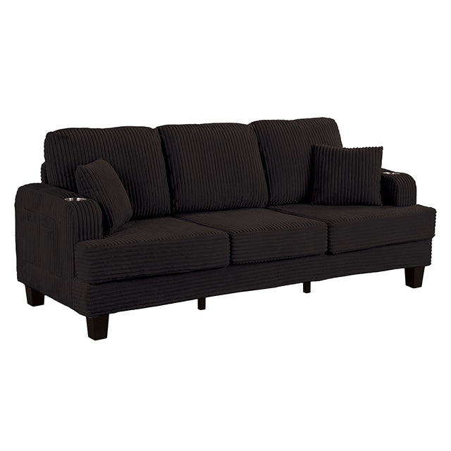 Furniture Of America Moretaine Sofa SL6932BK-SF-PK Black Contemporary - sofafair.com