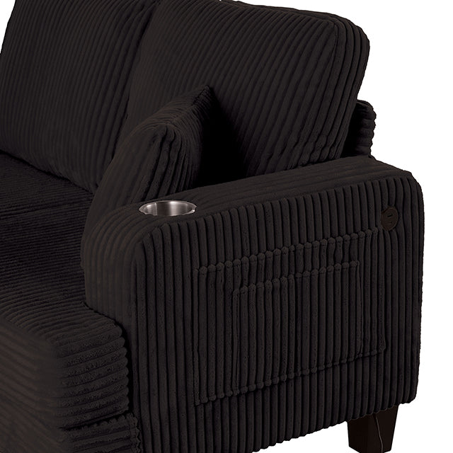 Furniture Of America Moretaine Sofa SL6932BK-SF-PK Black Contemporary - sofafair.com