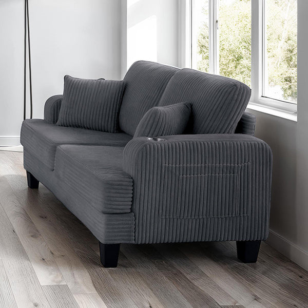 Furniture Of America Moretaine Loveseat SL6932DG-LV-PK Dark Gray Contemporary - sofafair.com