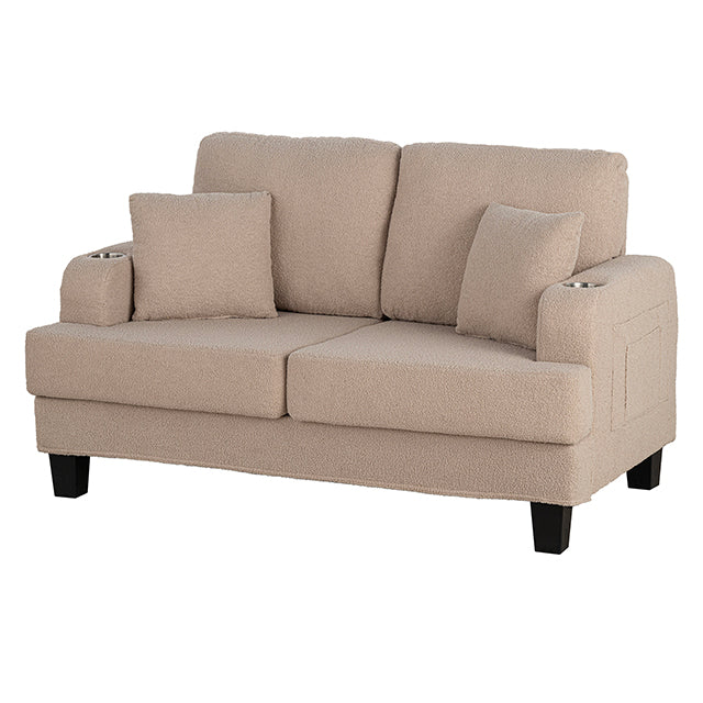 Furniture Of America Cinderford Loveseat SL6936BG-LV-PK Beige Contemporary - sofafair.com