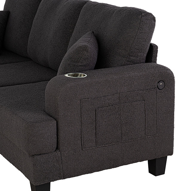 Furniture Of America Cinderford Sofa SL6936DG-SF-PK Dark Gray Contemporary - sofafair.com