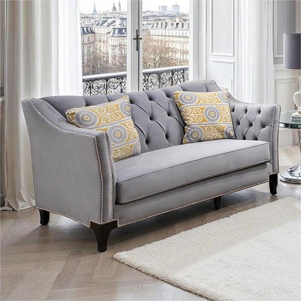 Furniture Of America Wilmette Loveseat SM2296GY-LV Gray Transitional - sofafair.com