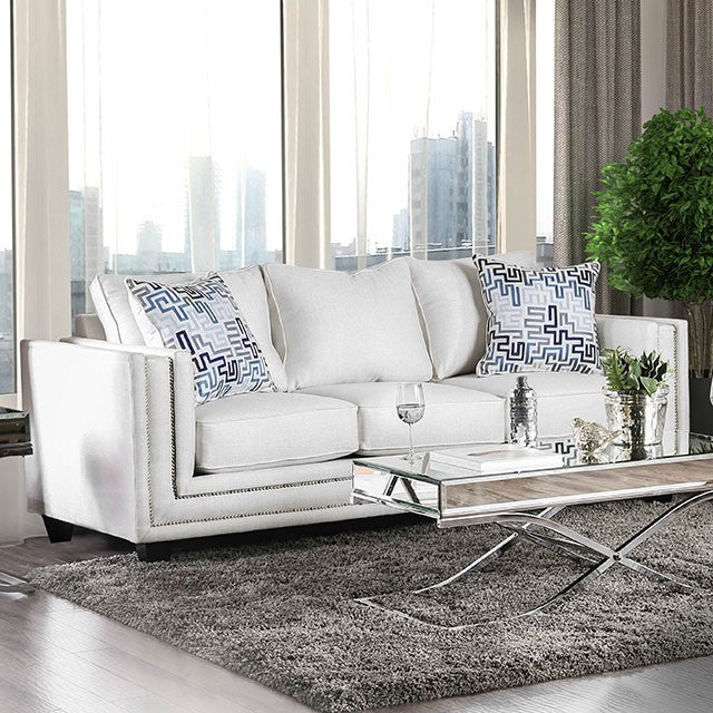 Furniture Of America Ilse Sofa SM2675-SF Off-White/Blue Contemporary - sofafair.com