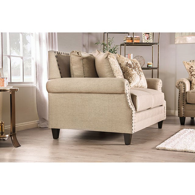 Furniture Of America Briana Love Seat SM2676-LV Beige/Gold Transitional - sofafair.com