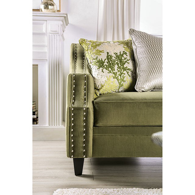 Furniture Of America Kaye Love Seat SM2684-LV Green Transitional - sofafair.com