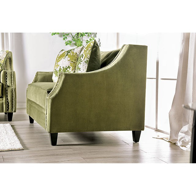 Furniture Of America Kaye Love Seat SM2684-LV Green Transitional - sofafair.com