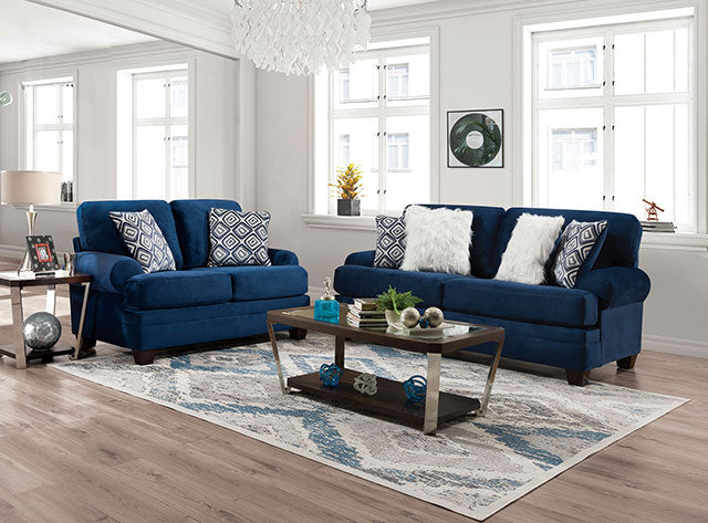 Furniture Of America Waldstone Loveseat SM5176-LV Navy Transitional - sofafair.com