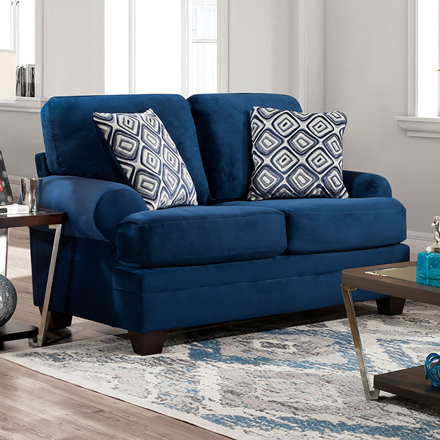 Furniture Of America Waldstone Loveseat SM5176-LV Navy Transitional - sofafair.com