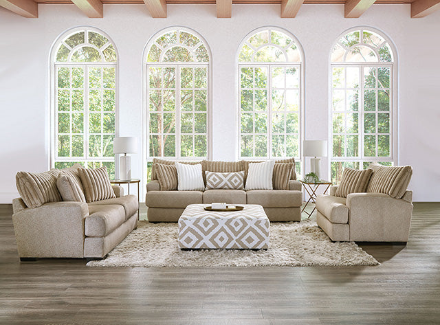 Furniture Of America Loughlin Loveseat SM5193-LV Light Brown Transitional - sofafair.com