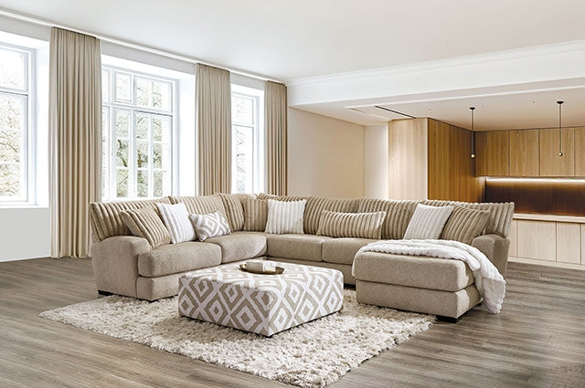 Furniture Of America Loughton Sectional SM5194 Light Brown Transitional - sofafair.com