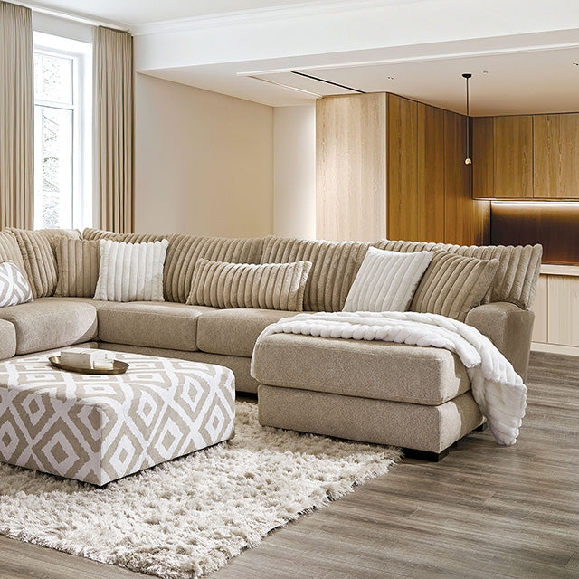 Furniture Of America Loughton Sectional SM5194 Light Brown Transitional - sofafair.com