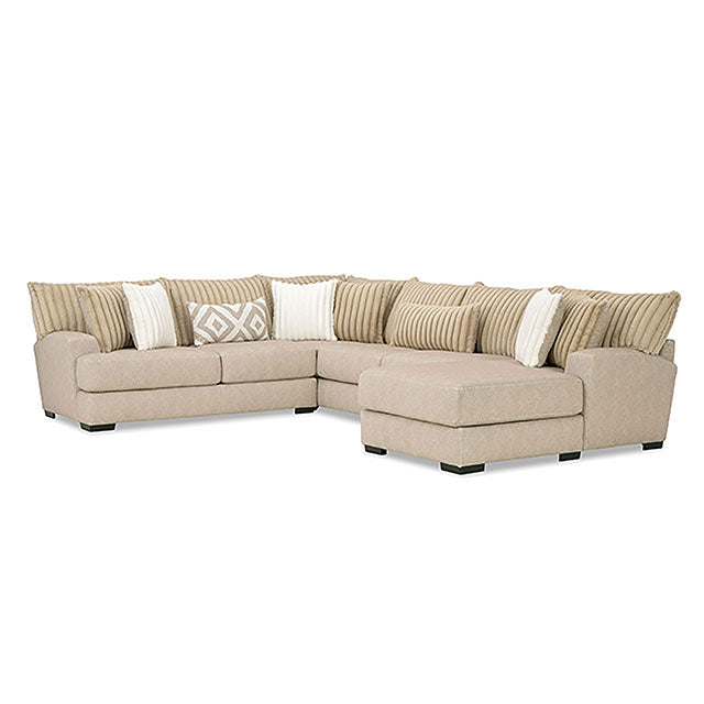 Furniture Of America Loughton Sectional SM5194 Light Brown Transitional - sofafair.com