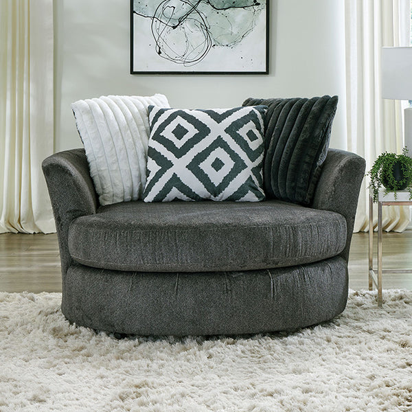 Furniture Of America Loughlin Swivel Chair SM5195-CH-SW Gun Metal Transitional - sofafair.com