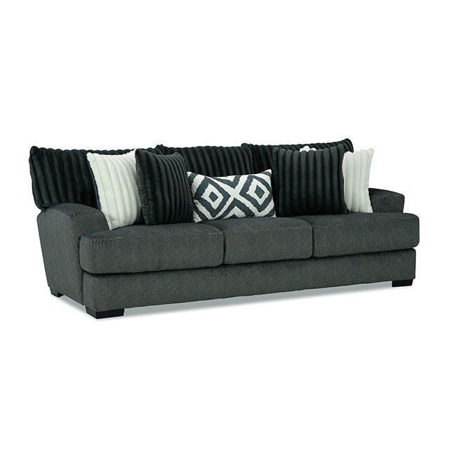 Furniture Of America Loughlin Sofa SM5195-SF Gun Metal Transitional - sofafair.com