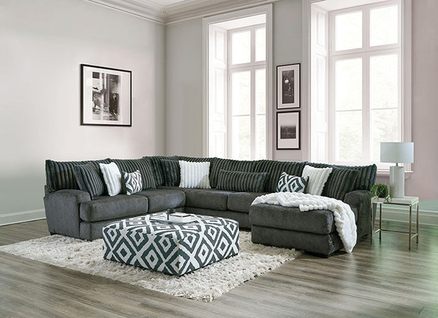 Furniture Of America Loughton Sectional SM5196 Gun Metal Transitional - sofafair.com