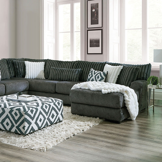 Furniture Of America Loughton Sectional SM5196 Gun Metal Transitional - sofafair.com