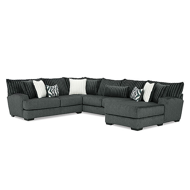 Furniture Of America Loughton Sectional SM5196 Gun Metal Transitional - sofafair.com