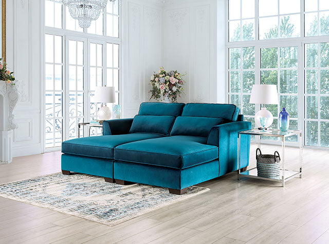 Furniture Of America Peregrine Sectional SM5415 Teal Contemporary - sofafair.com