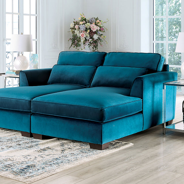 Furniture Of America Peregrine Sectional SM5415 Teal Contemporary - sofafair.com