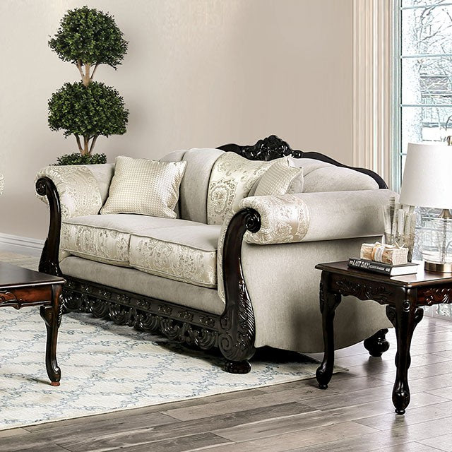 Furniture Of America Newdale Love Seat SM6425-LV Ivory Traditional - sofafair.com