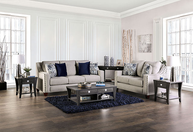 Furniture Of America Stickney Loveseat SM6441-LV Light Gray/Navy Transitional - sofafair.com