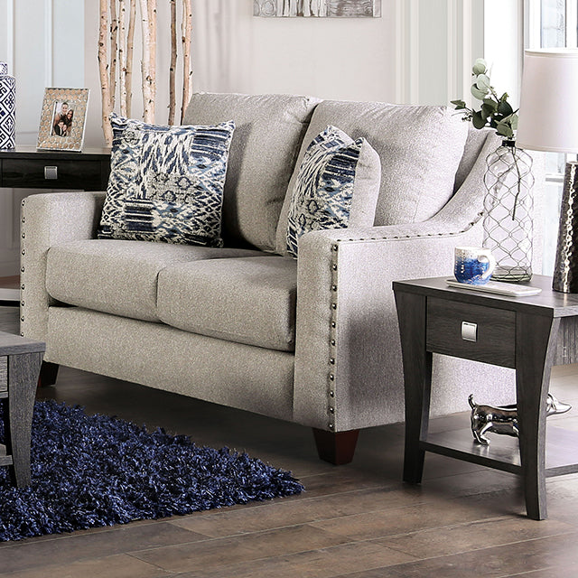 Furniture Of America Stickney Loveseat SM6441-LV Light Gray/Navy Transitional - sofafair.com