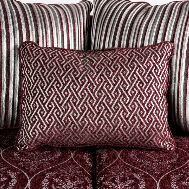 Furniture Of America Sassari Loveseat SM6447-LV Burgundy Traditional - sofafair.com