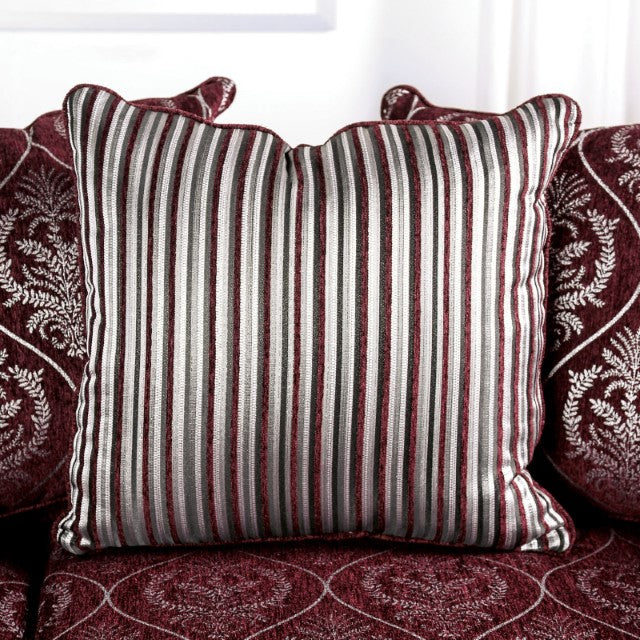 Furniture Of America Sassari Loveseat SM6447-LV Burgundy Traditional - sofafair.com